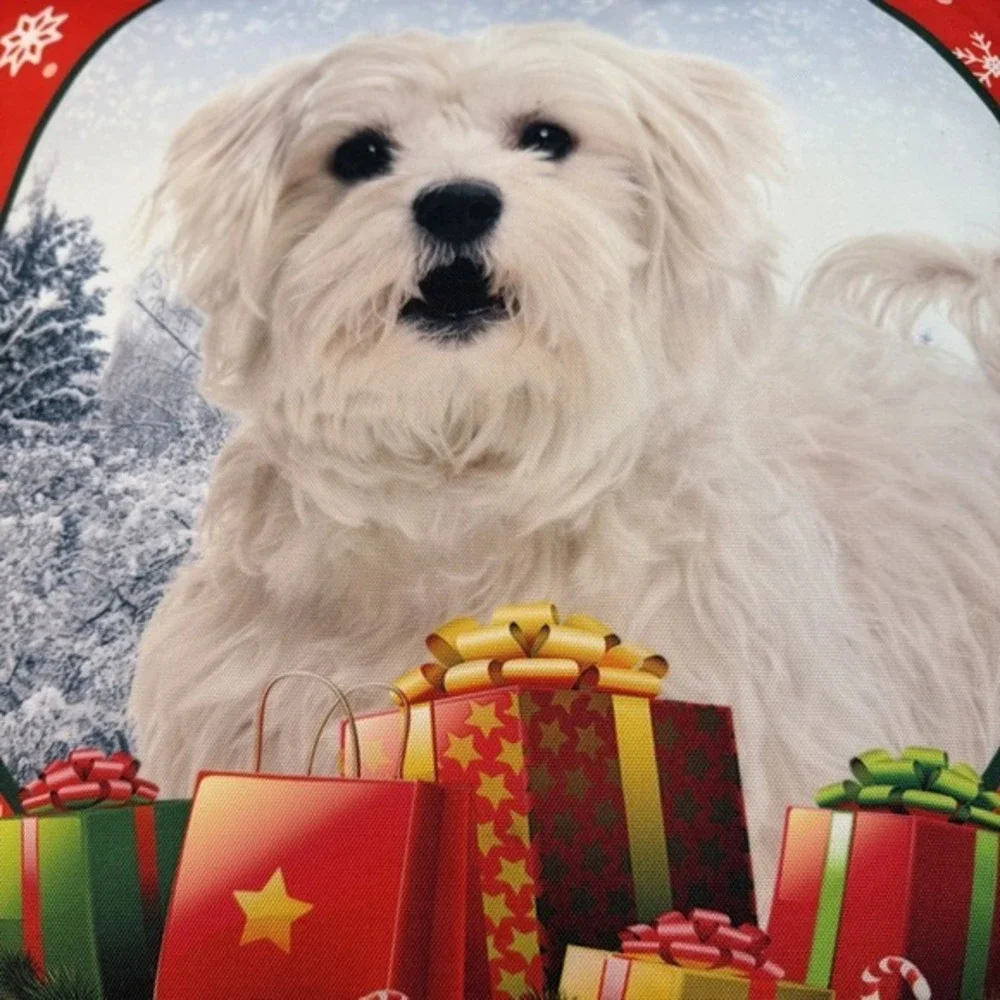 Maltese Christmas Pillow 16x16 Water Resistant   ‎   3829